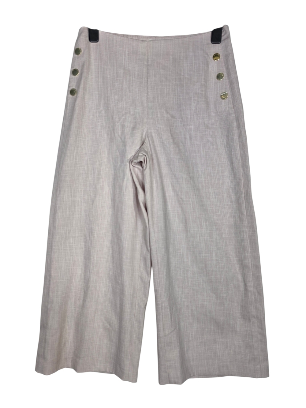 Ted Baker linen weaved Light Pink Wide-Leg Capris with Gold Buttons